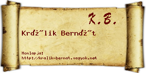 Králik Bernát névjegykártya
